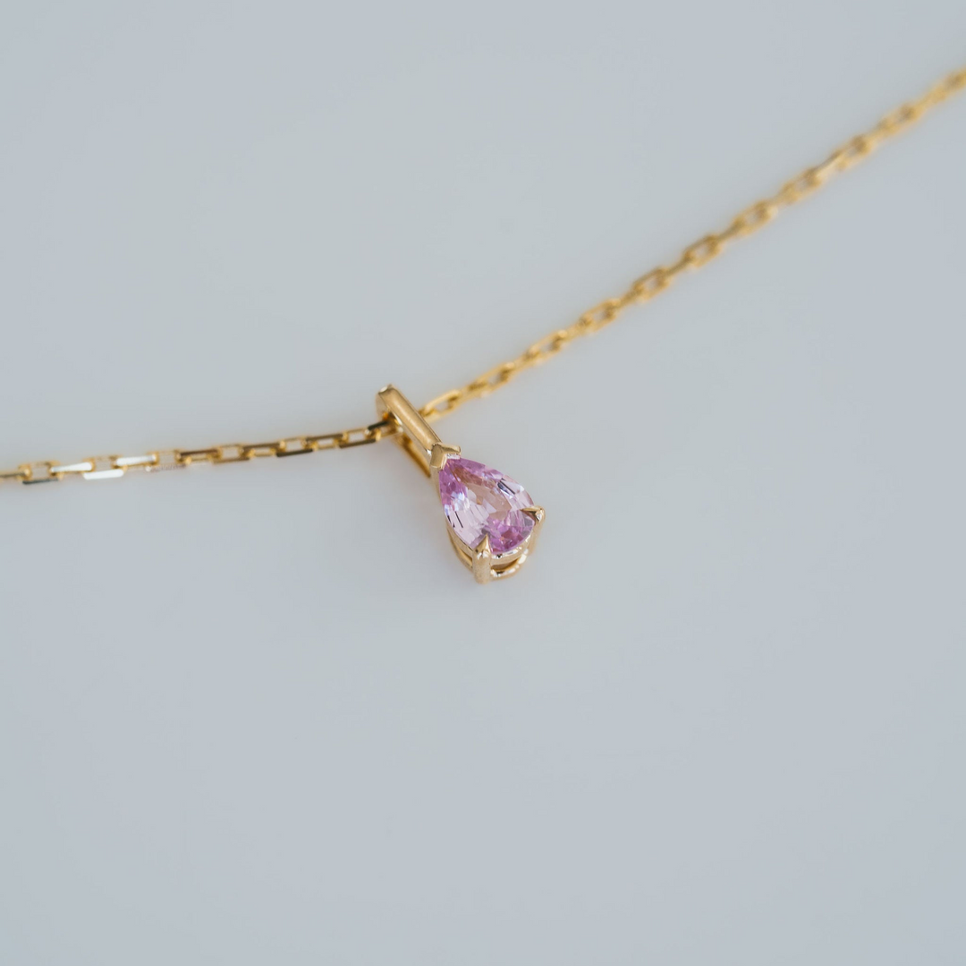 Pear Shape Pink Sapphire Solitaire Box Pendant