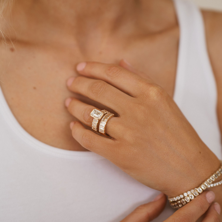 Baguette Diamond Bar Set Band