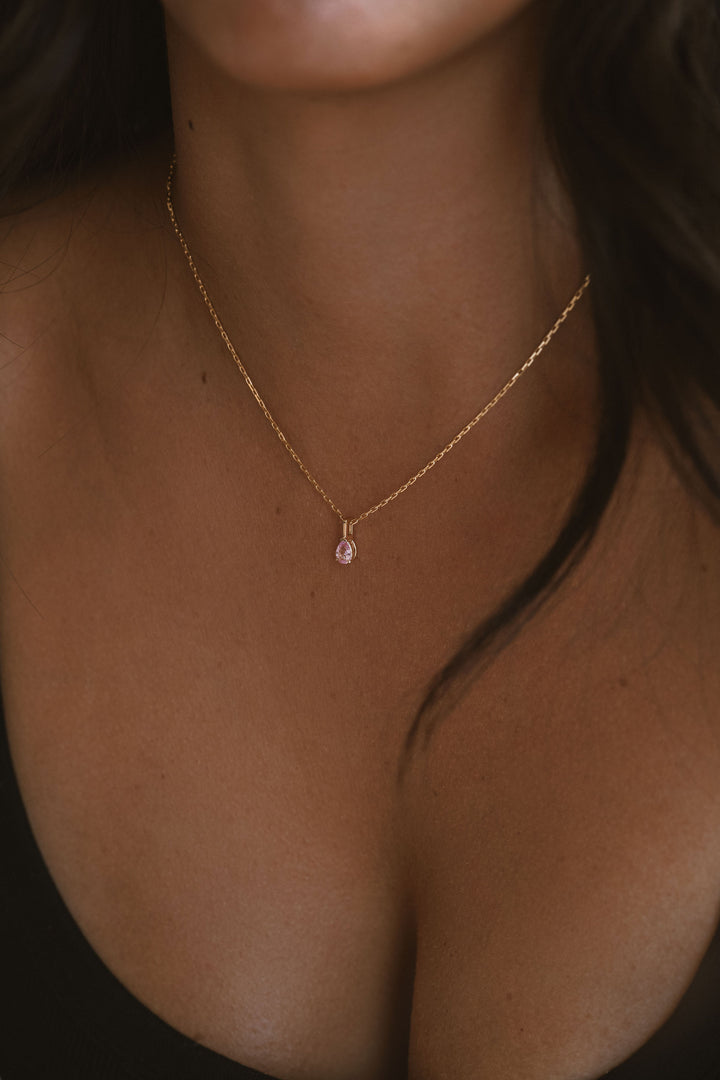 Pear Shape Pink Sapphire Solitaire Box Pendant