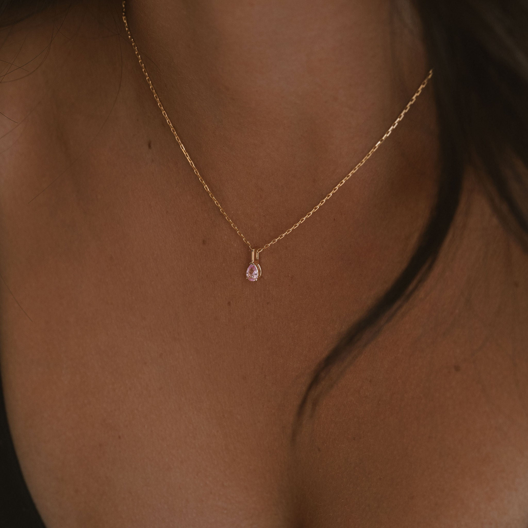 Pear Shape Pink Sapphire Solitaire Box Pendant