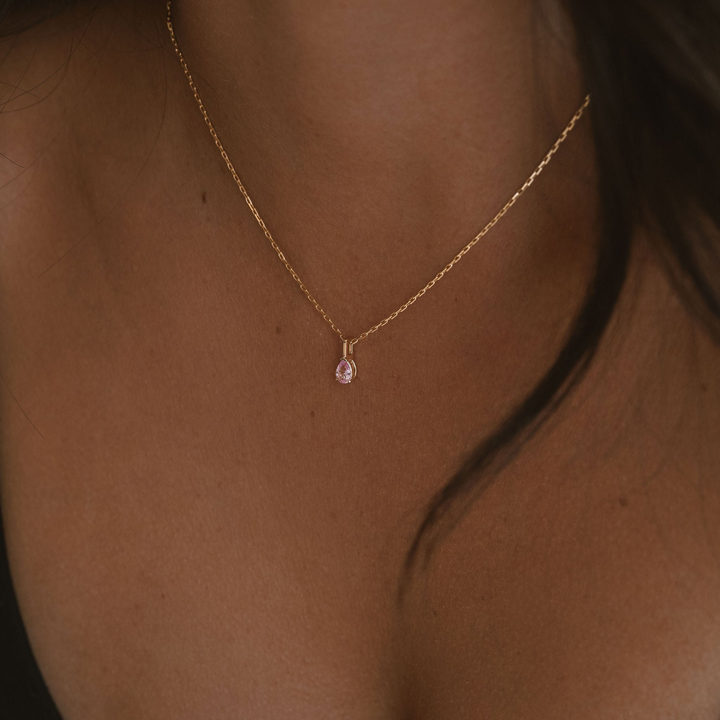 Pear Shape Pink Sapphire Solitaire Box Pendant