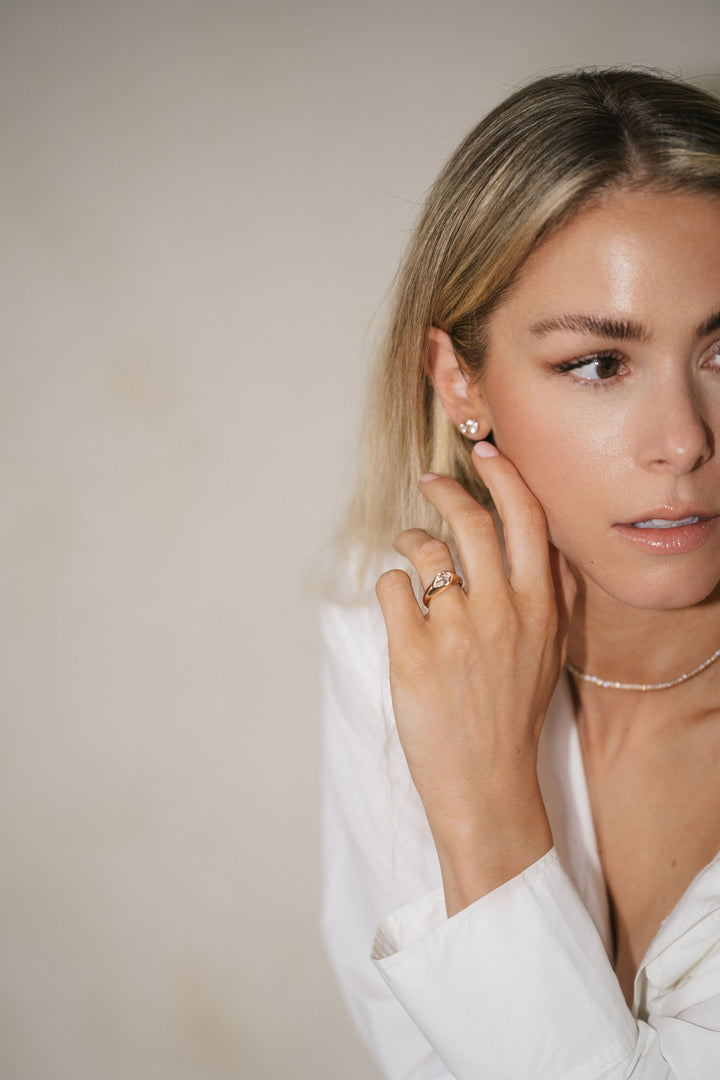 Pear Shape Offset Knife-Edge Signet Ring 14k YG - Cavalier Spring Bridal 2024