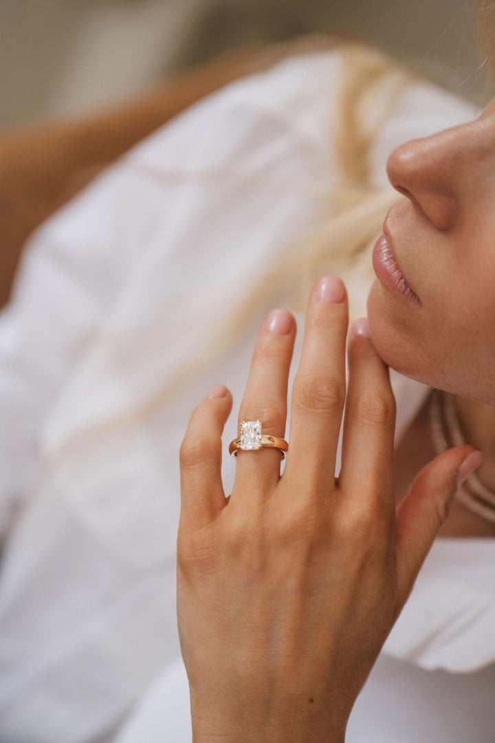 Radiant Cut Diamond Promenade Engagement Ring 14k YG - Cavalier Spring Bridal 2024