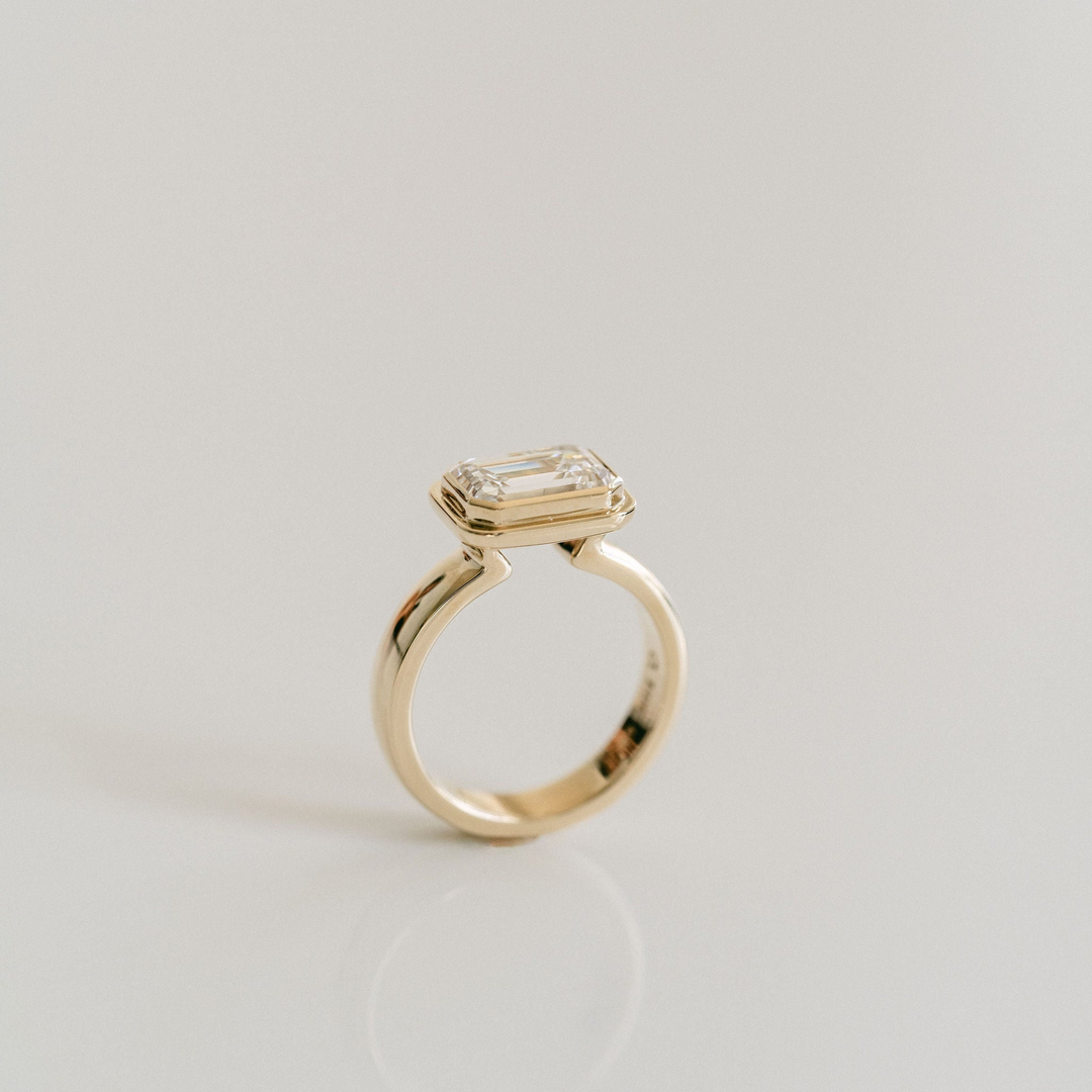 Emerald Cut Diamond Retro Bezel Ring
