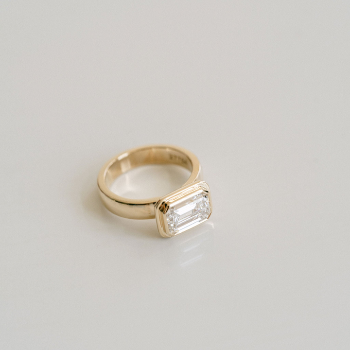 Emerald Cut Diamond Retro Bezel Ring
