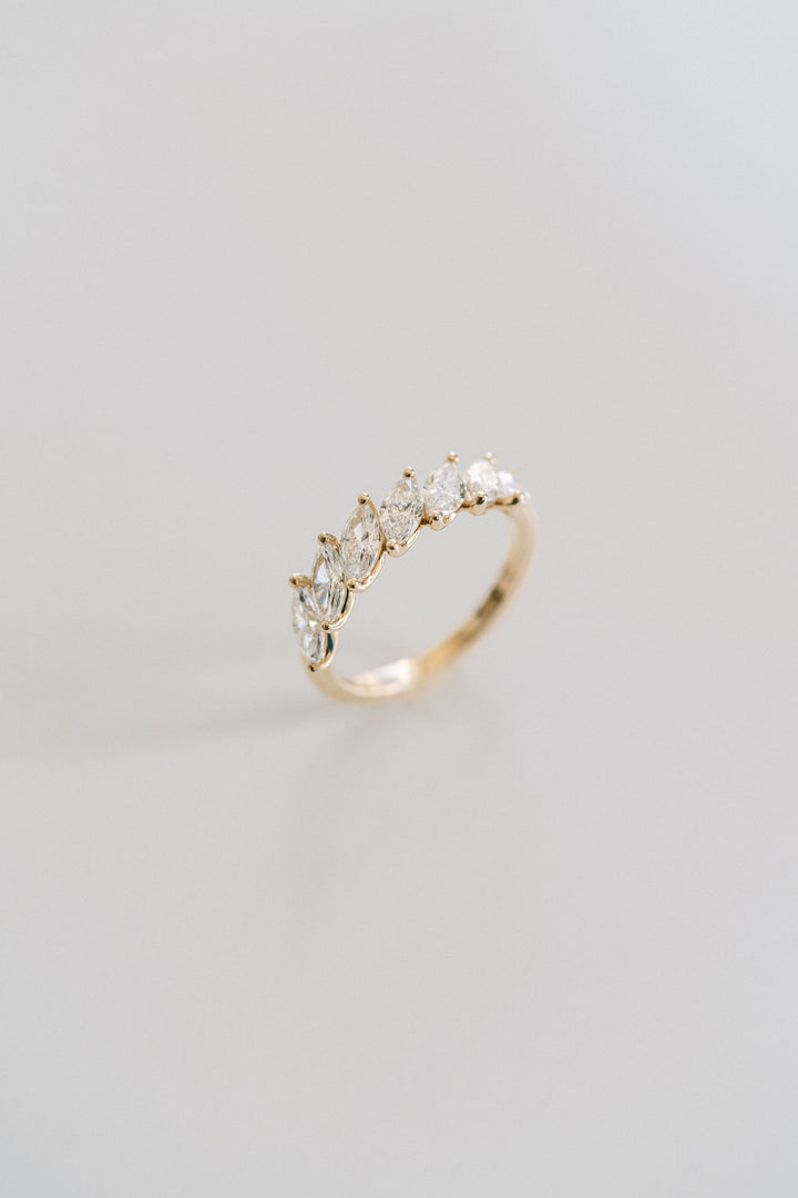 Cavalier Fine Jewelry - Marquise Diamond Scallop Band, 14k Yellow Gold