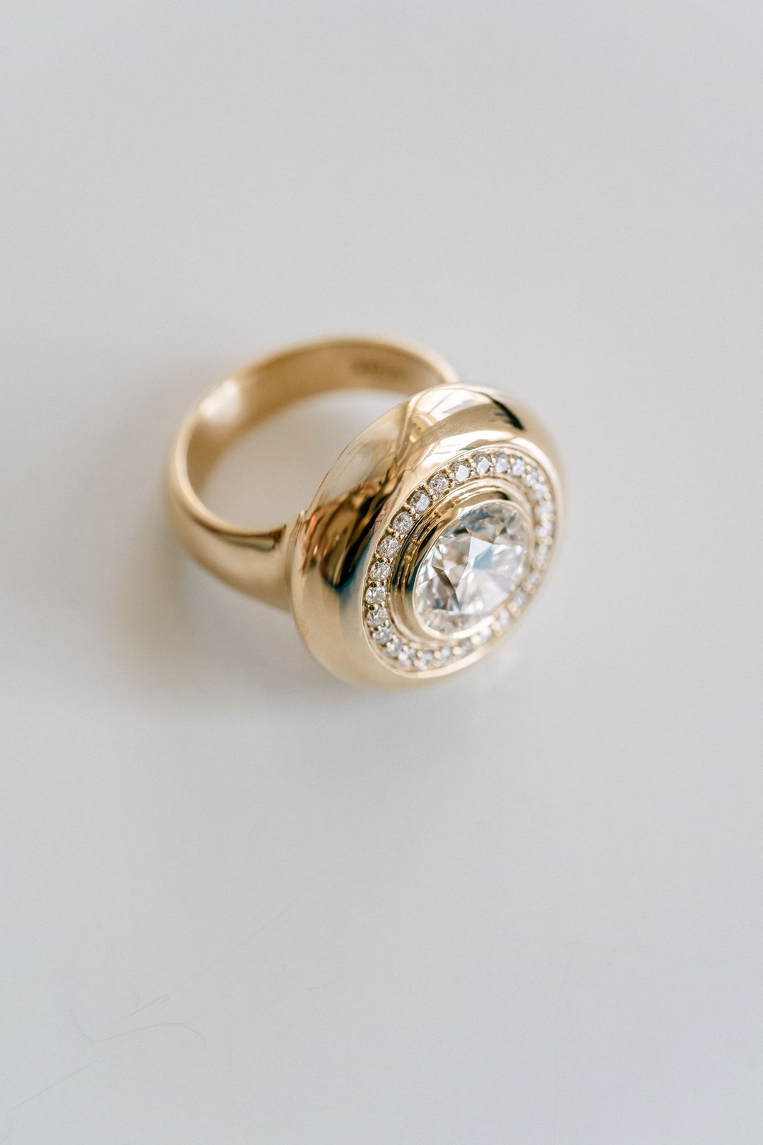 Cavalier Fine Jewelry - Round Brilliant Diamond Dial Signet Ring, 14k Yellow Gold