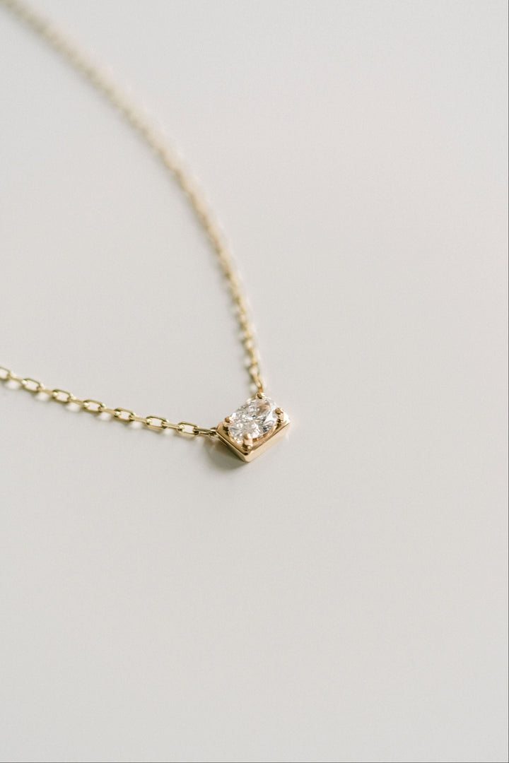 Oval East-West Framed Diamond Necklace