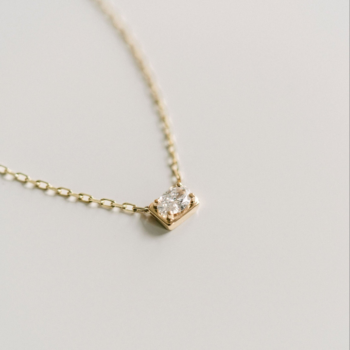 Oval East-West Framed Diamond Necklace