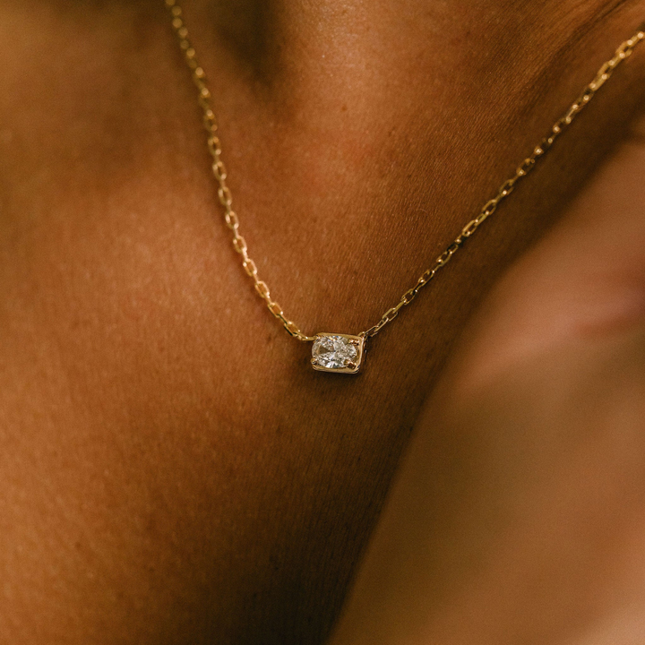 Oval East-West Framed Diamond Necklace