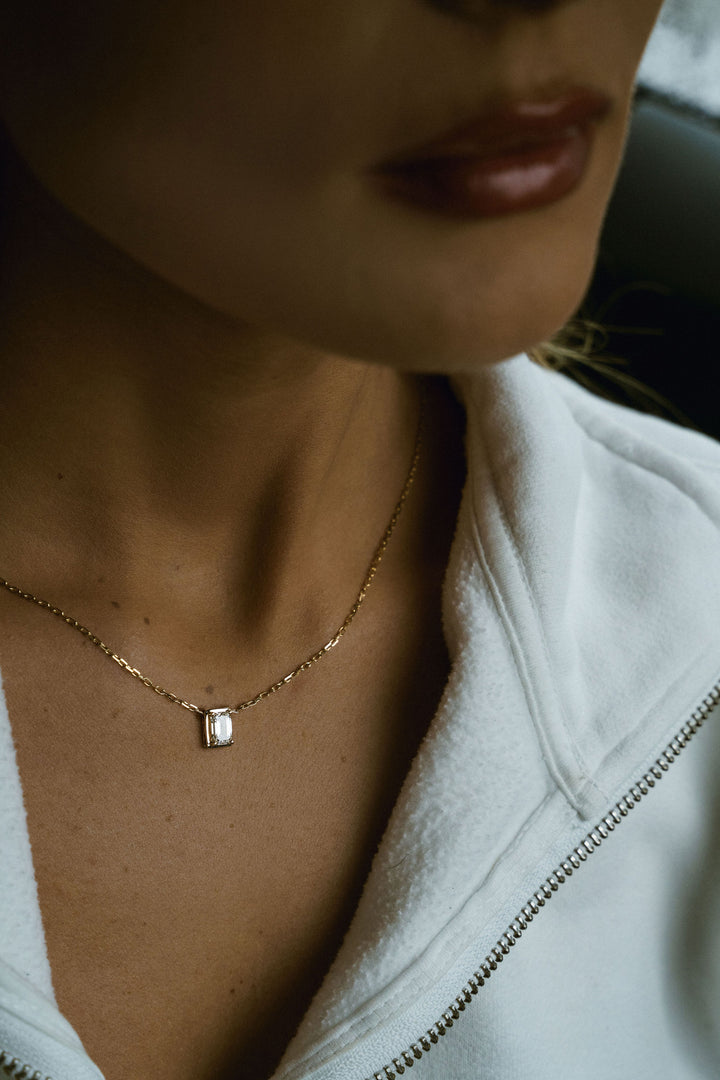 Emerald Cut Framed Diamond Necklace