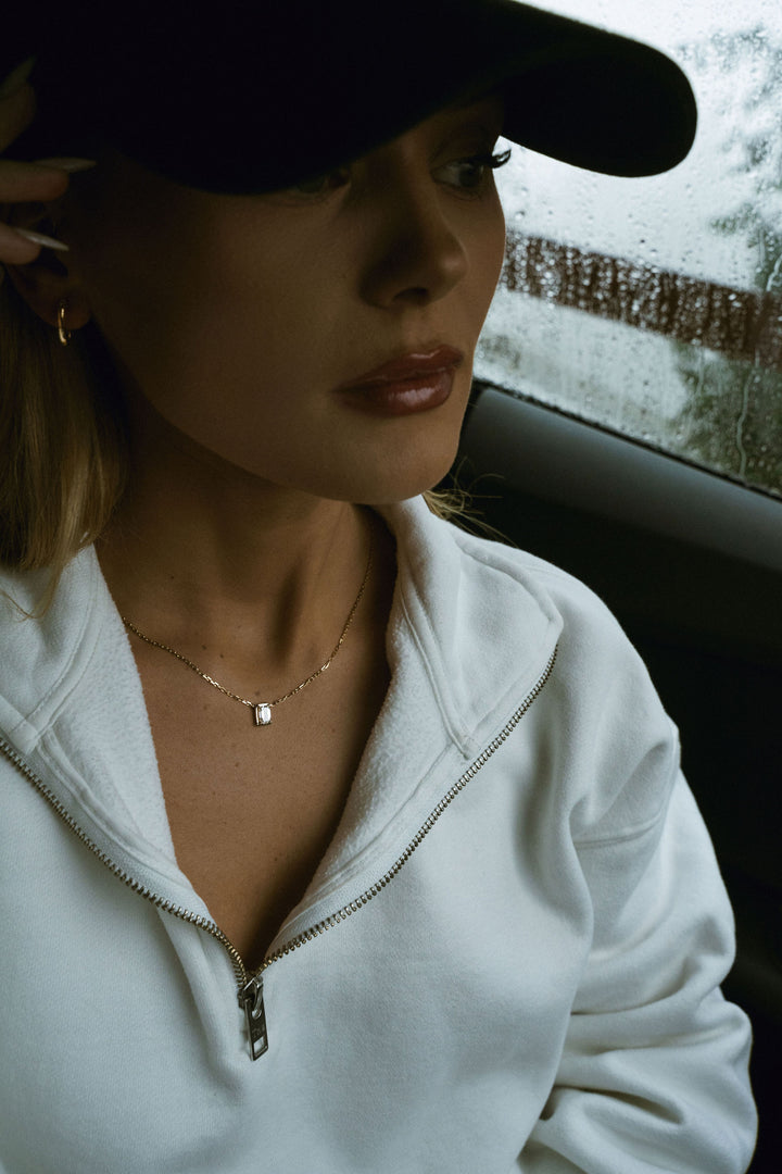 Emerald Cut Framed Diamond Necklace