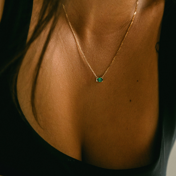 Oval East-West Framed Emerald Necklace
