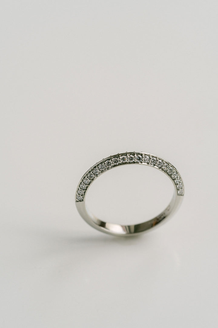 Diamond Pavé Knife-Edge Band, 14k White Gold