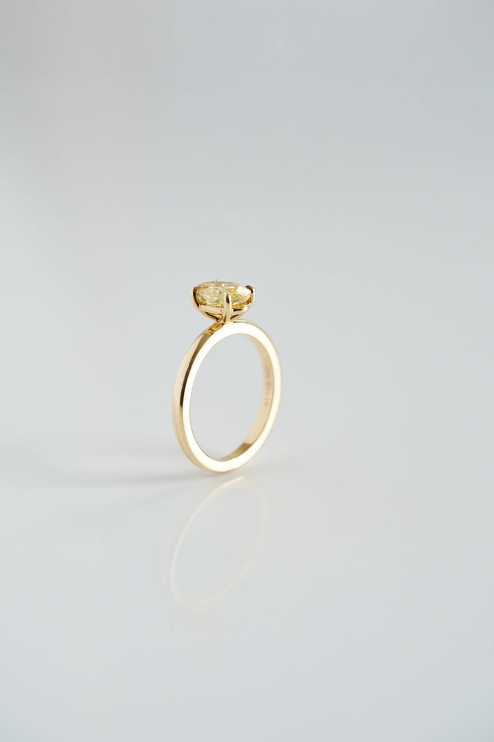 Oval Yellow Diamond Cavalier Solitaire