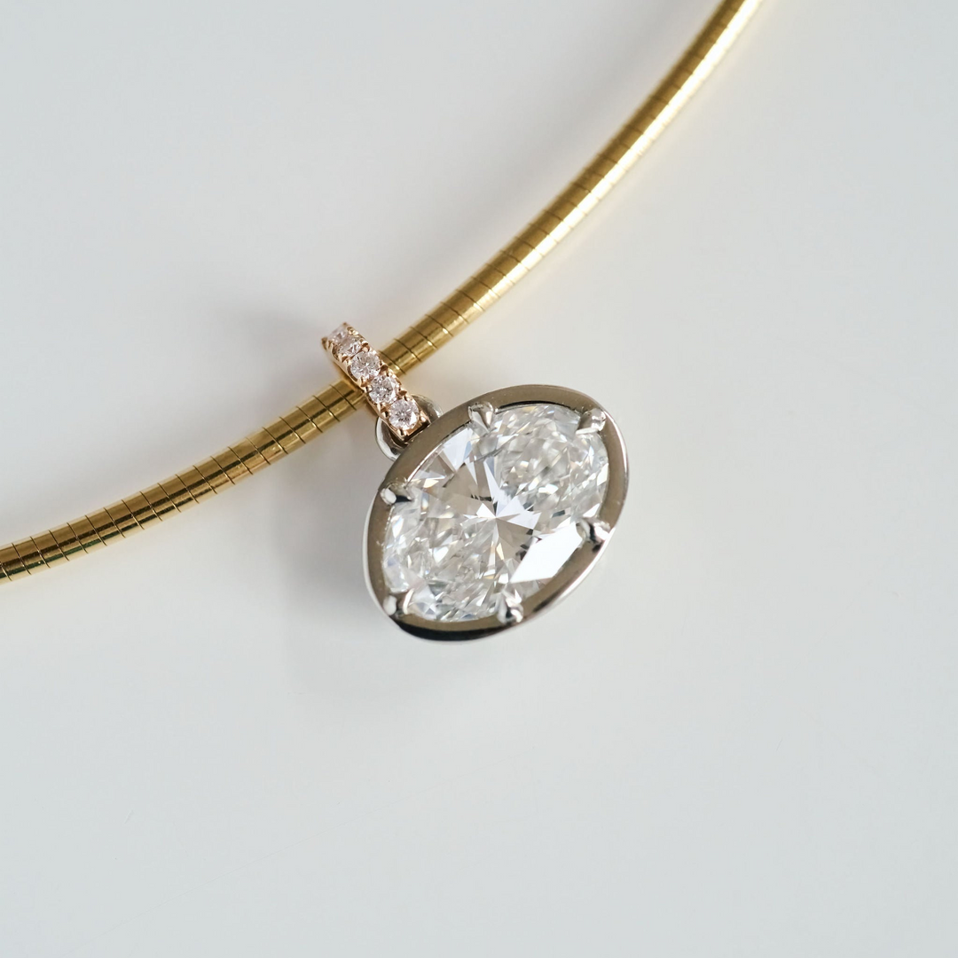 Oval Diamond Canopy Pendant with Diamond Bail