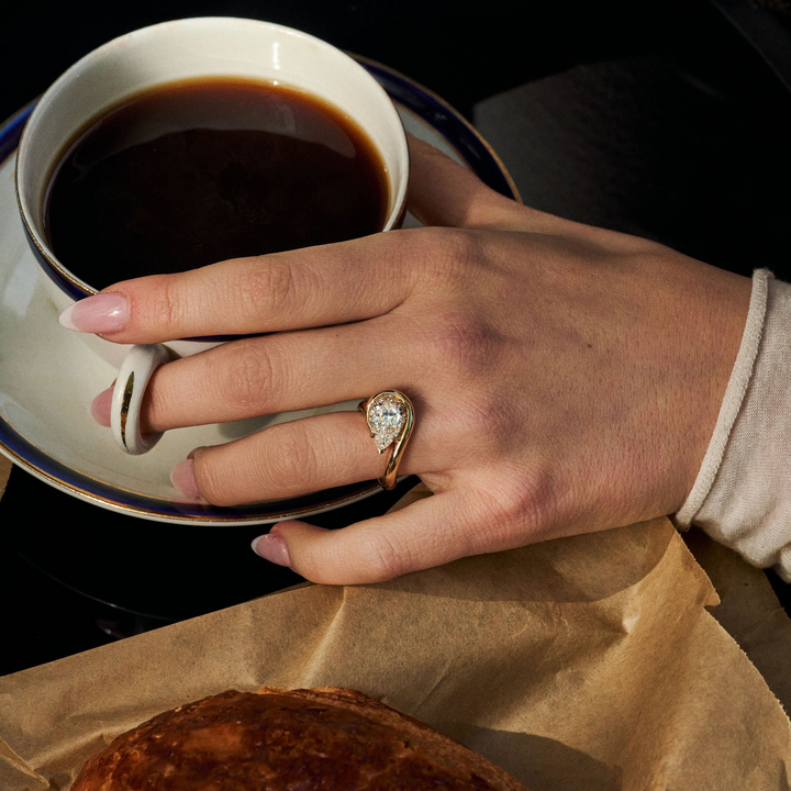 Pear Shape Diamond Bough Ring
