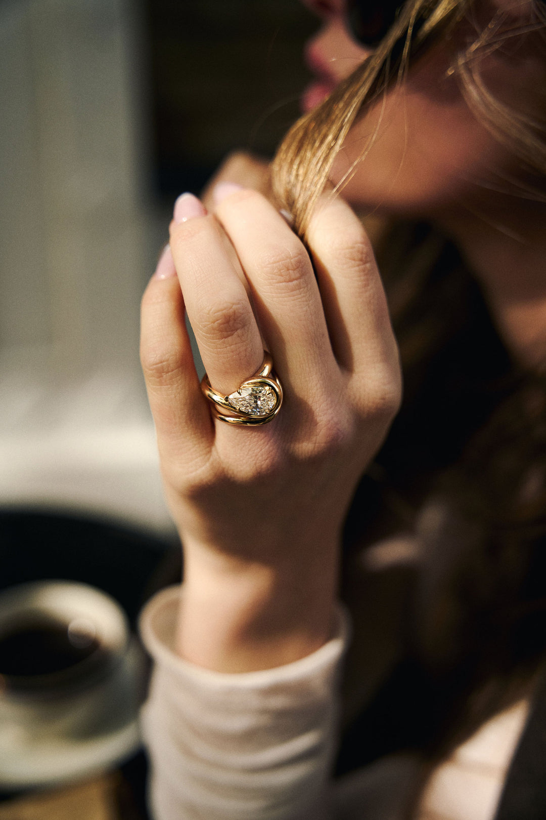 Pear Shape Diamond Bough Ring