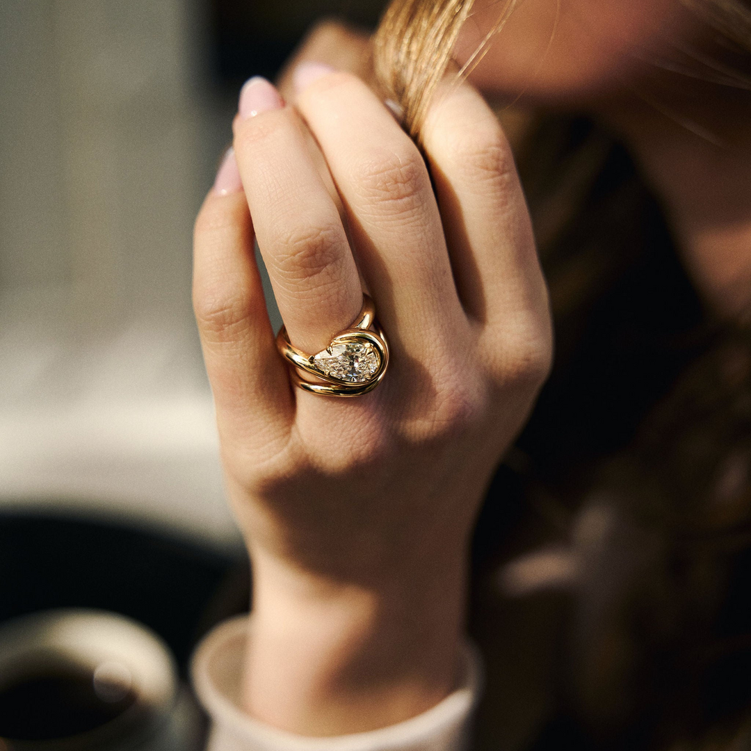 Pear Shape Diamond Bough Ring