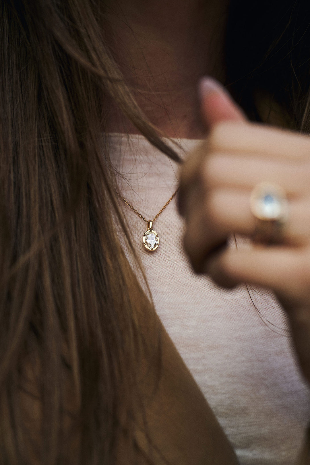 Oval Diamond Canopy Pendant