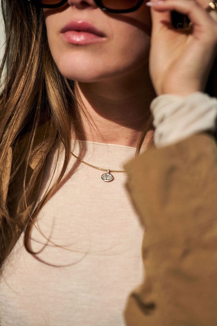 Oval Diamond Canopy Pendant with Diamond Bail