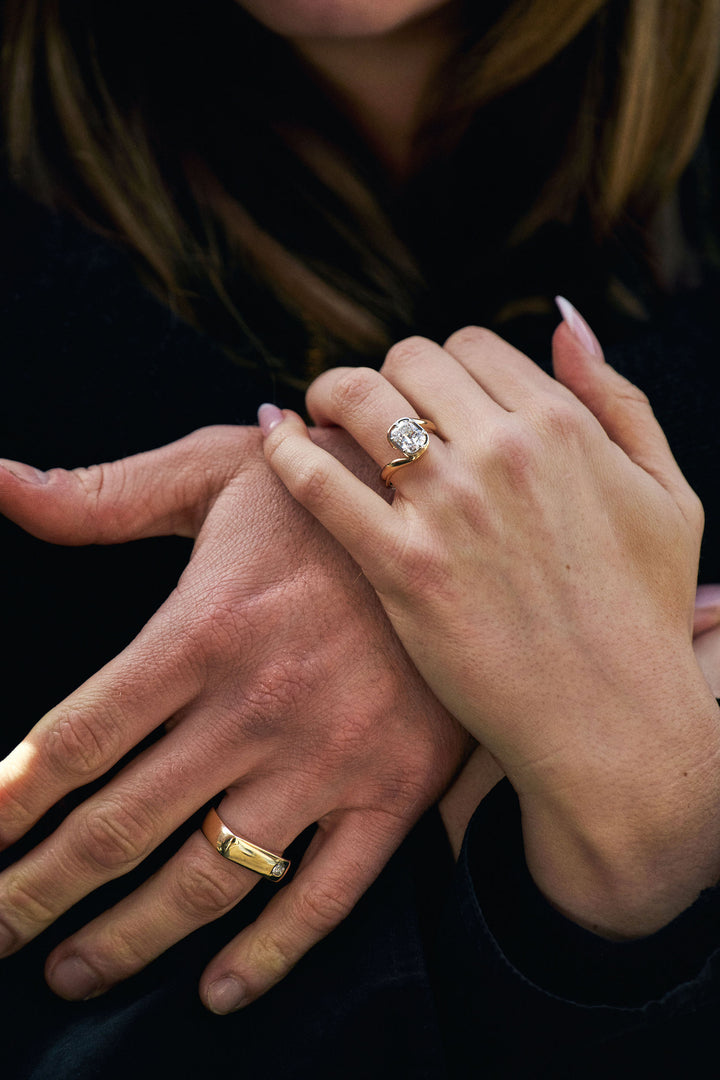 Cushion Cut Diamond Bypass Canopy Ring