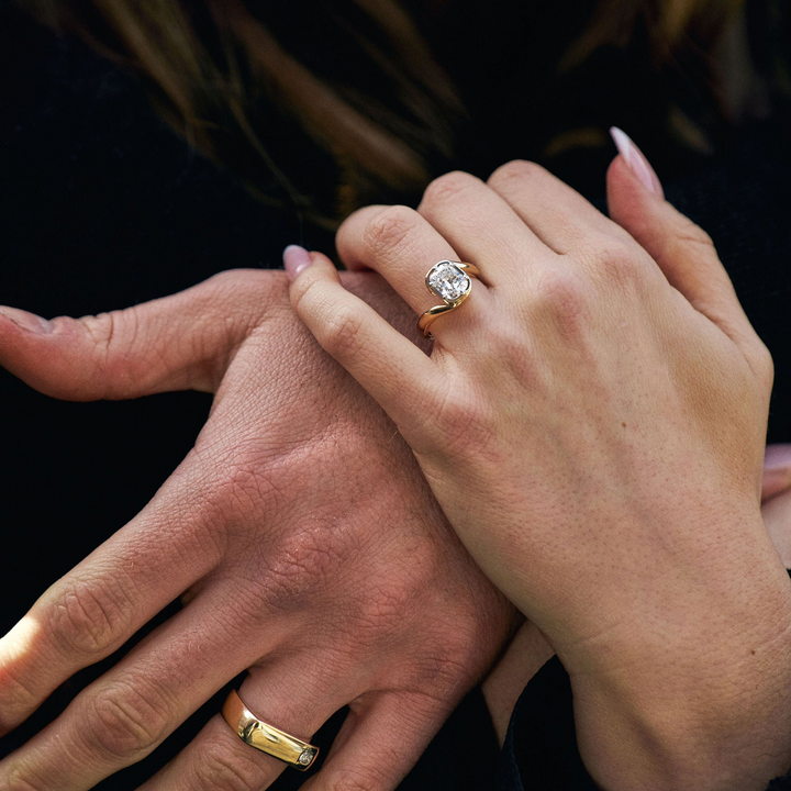 Cushion Cut Diamond Bypass Canopy Ring