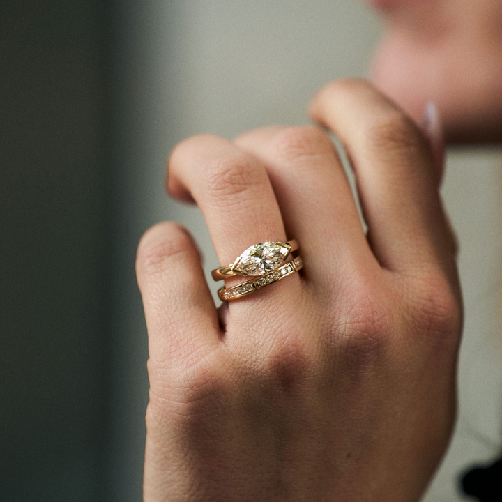 East-West Diamond Marquise Half Bezel