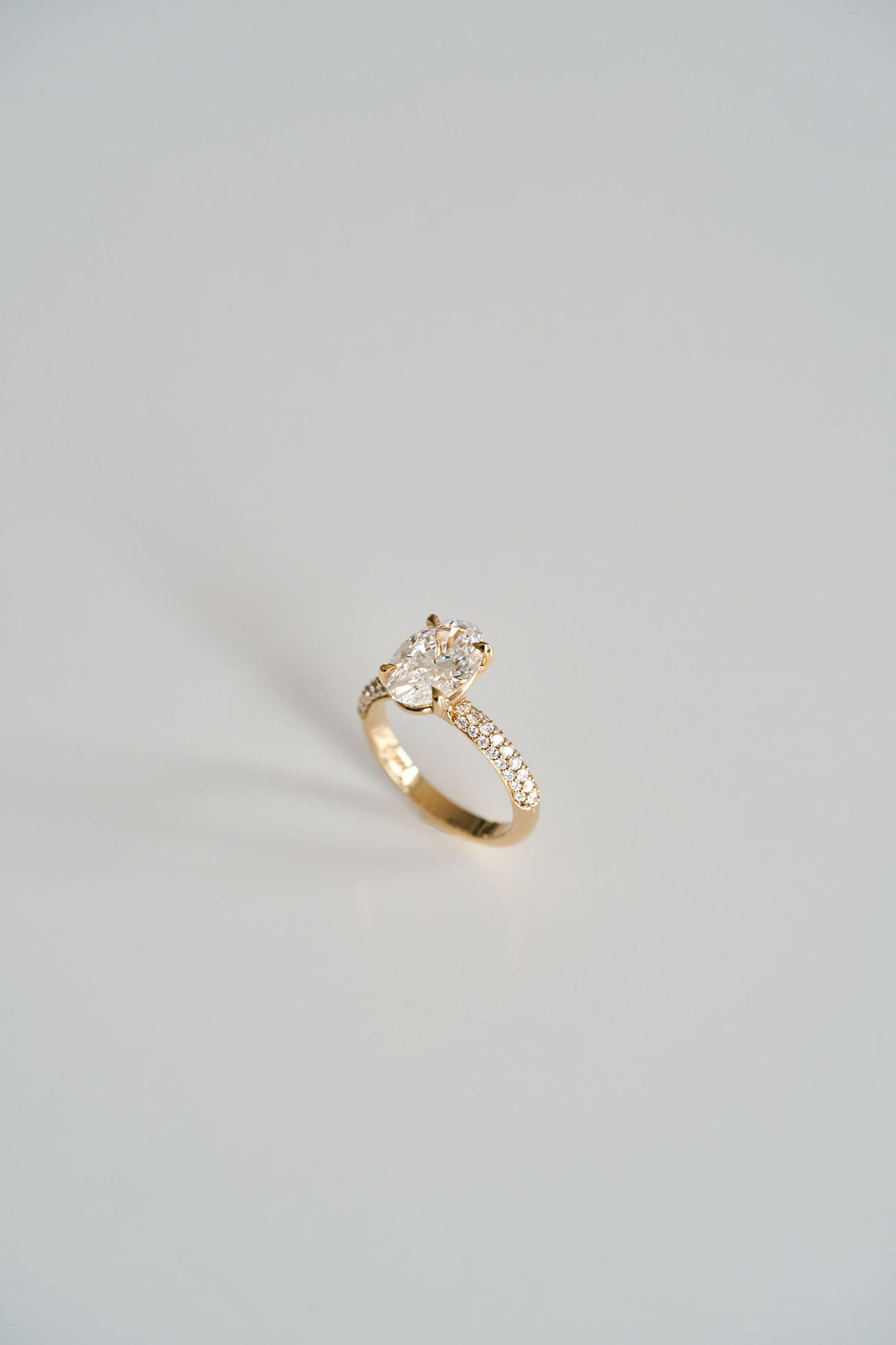 Oval Diamond Solitaire With Micro Pavé Band