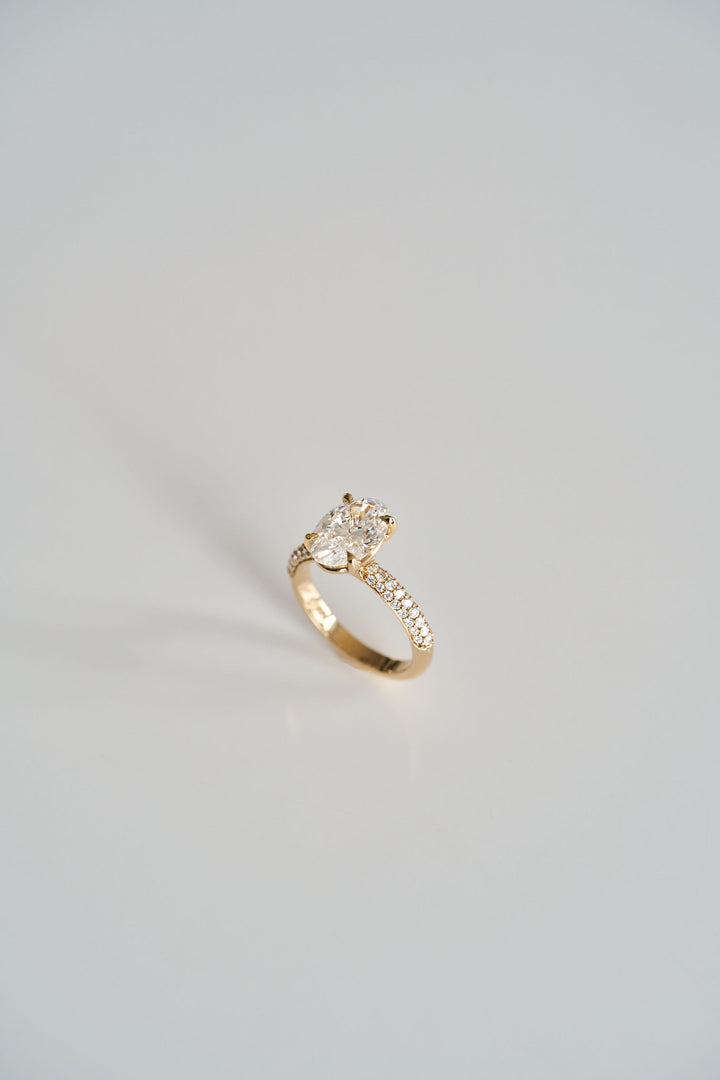 Oval Diamond Solitaire With Micro Pavé Band