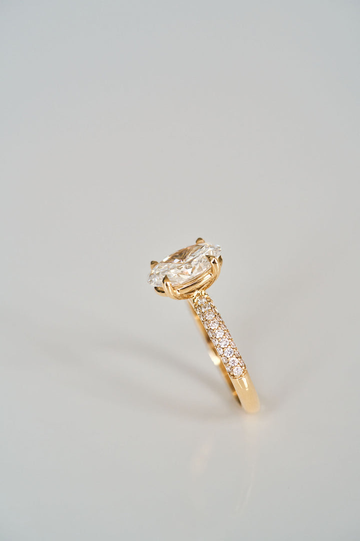 Oval Diamond Solitaire With Micro Pavé Band
