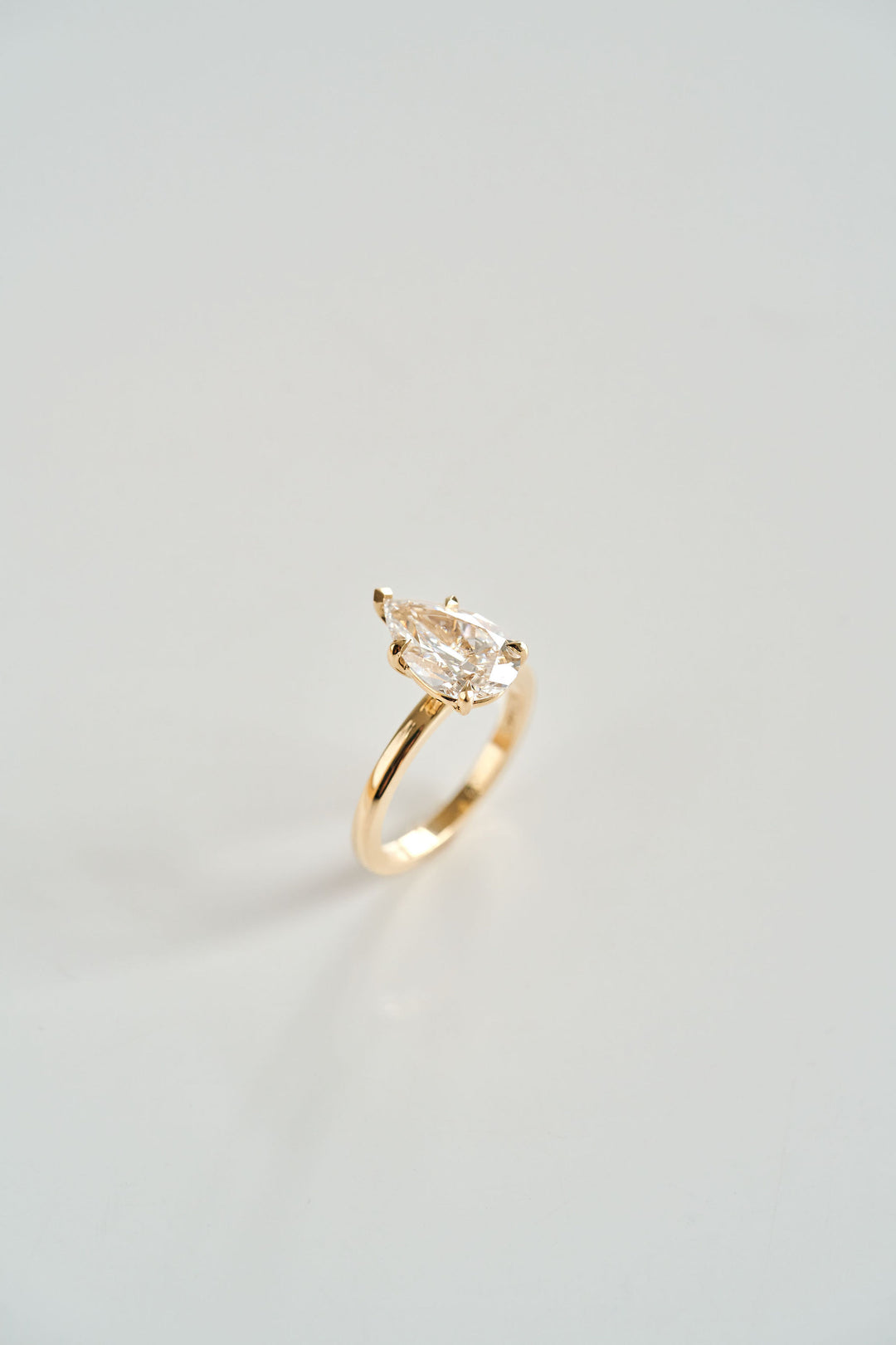 Five Prong Pear Shape Diamond Cavalier Solitaire