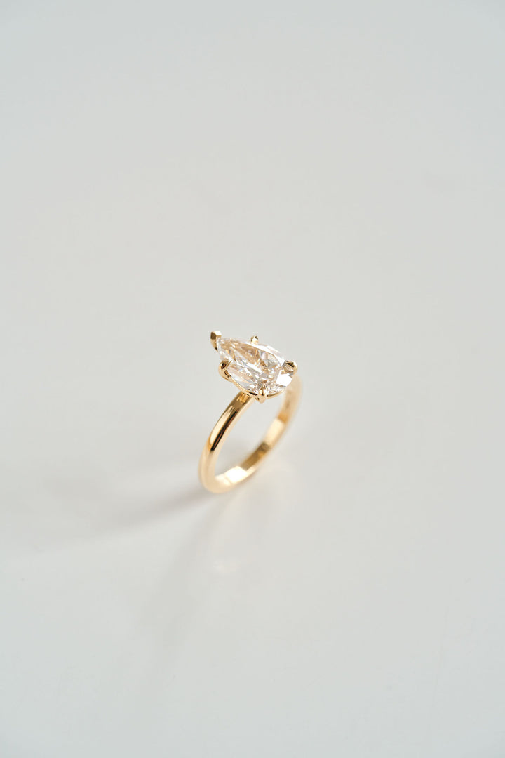 Five Prong Pear Shape Diamond Cavalier Solitaire