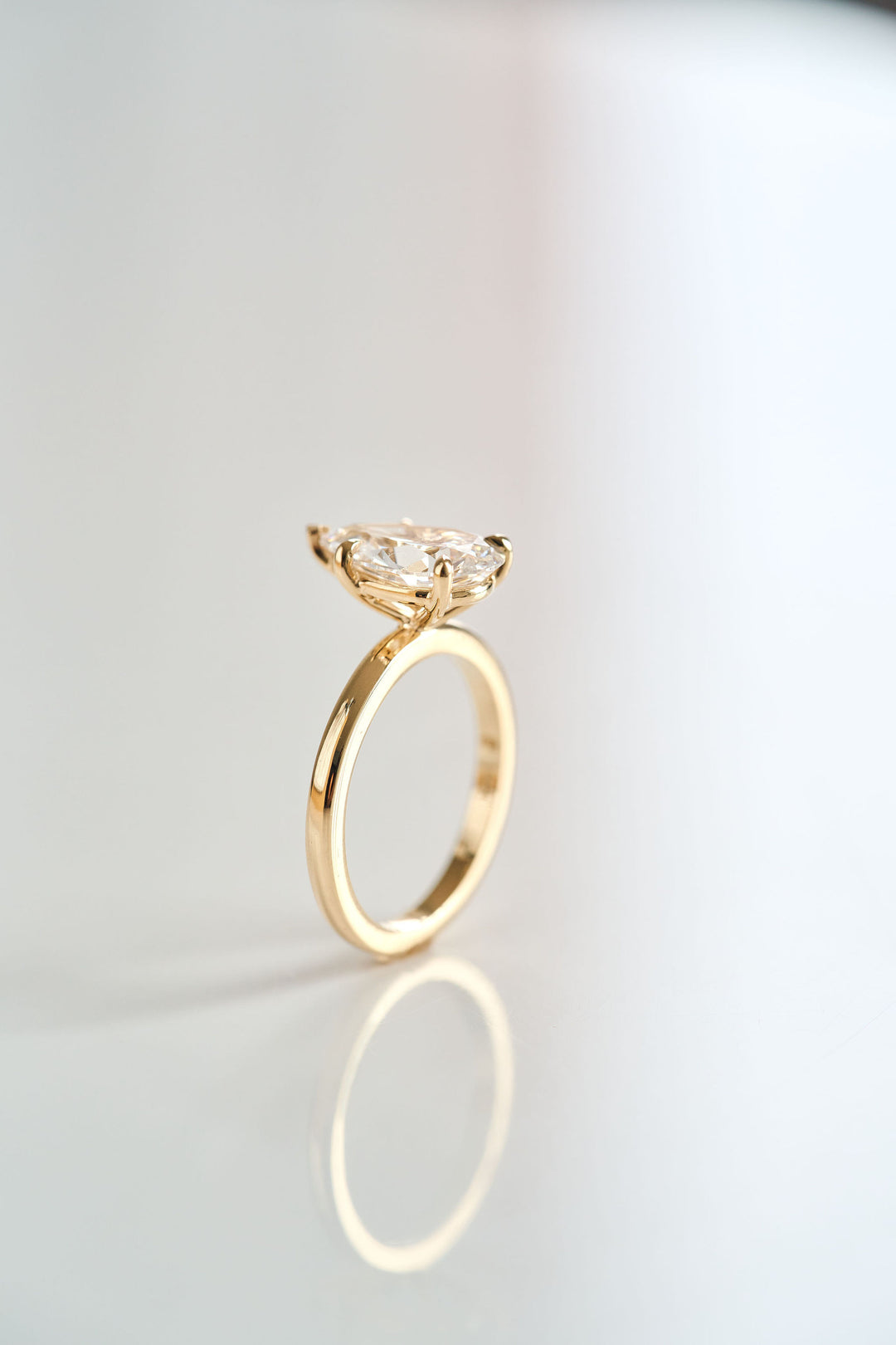 Five Prong Pear Shape Diamond Cavalier Solitaire