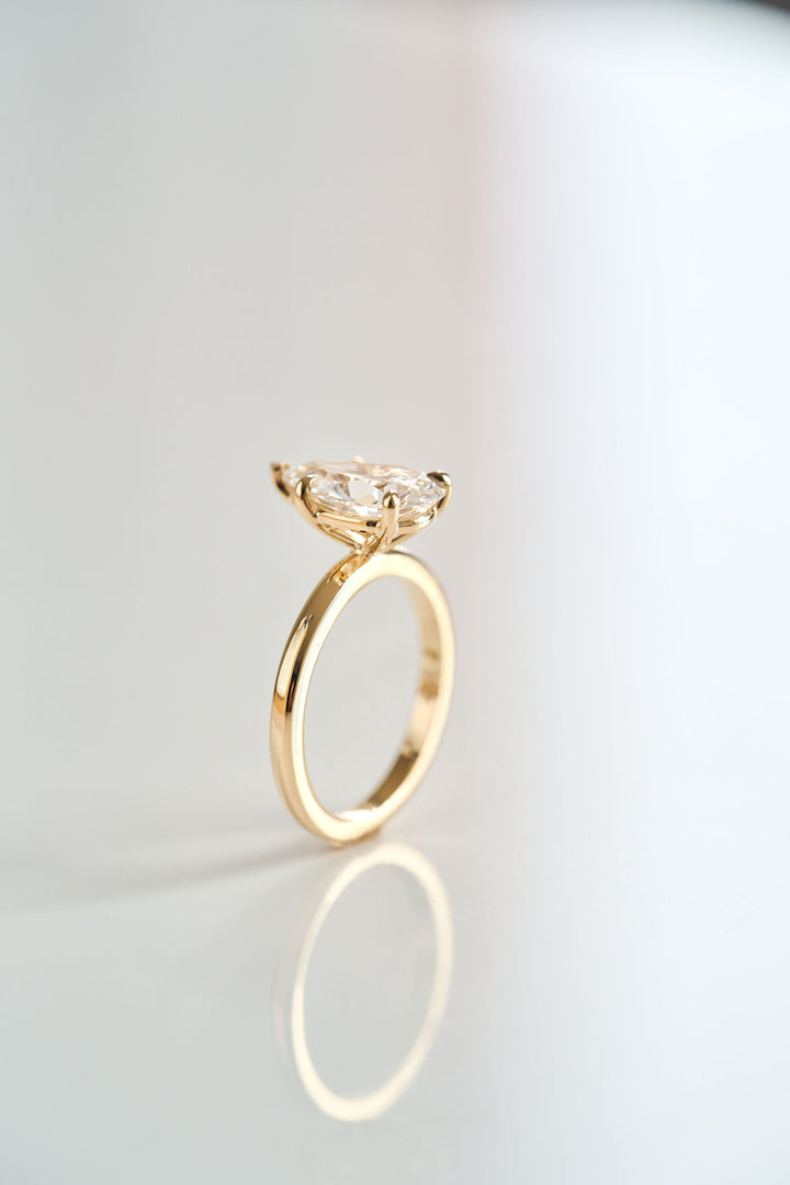 Five Prong Pear Shape Diamond Cavalier Solitaire