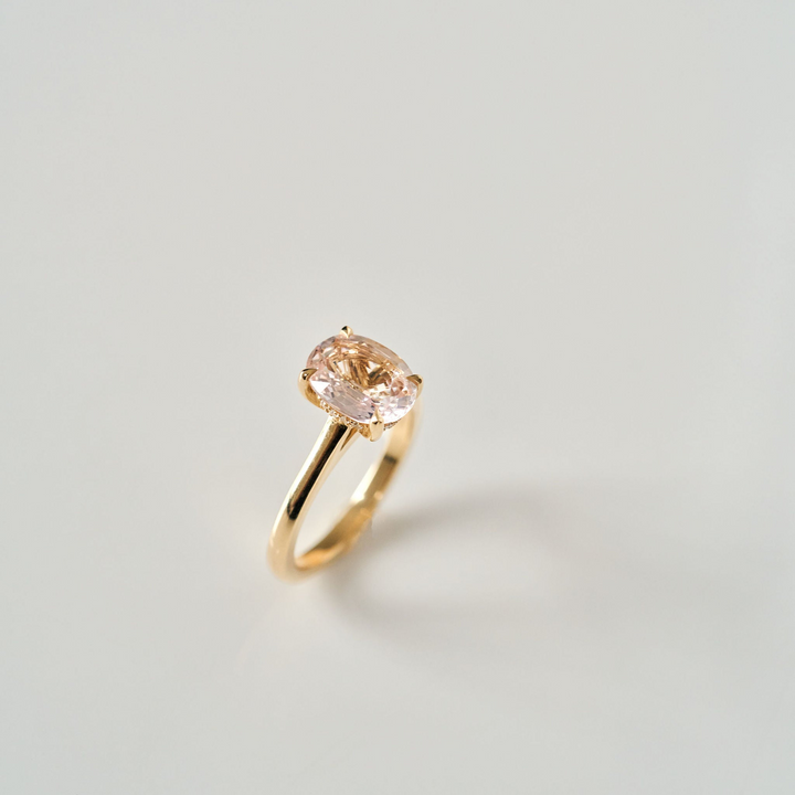 Oval Light Pink/Peach Sapphire Dominion With Diamond Collar