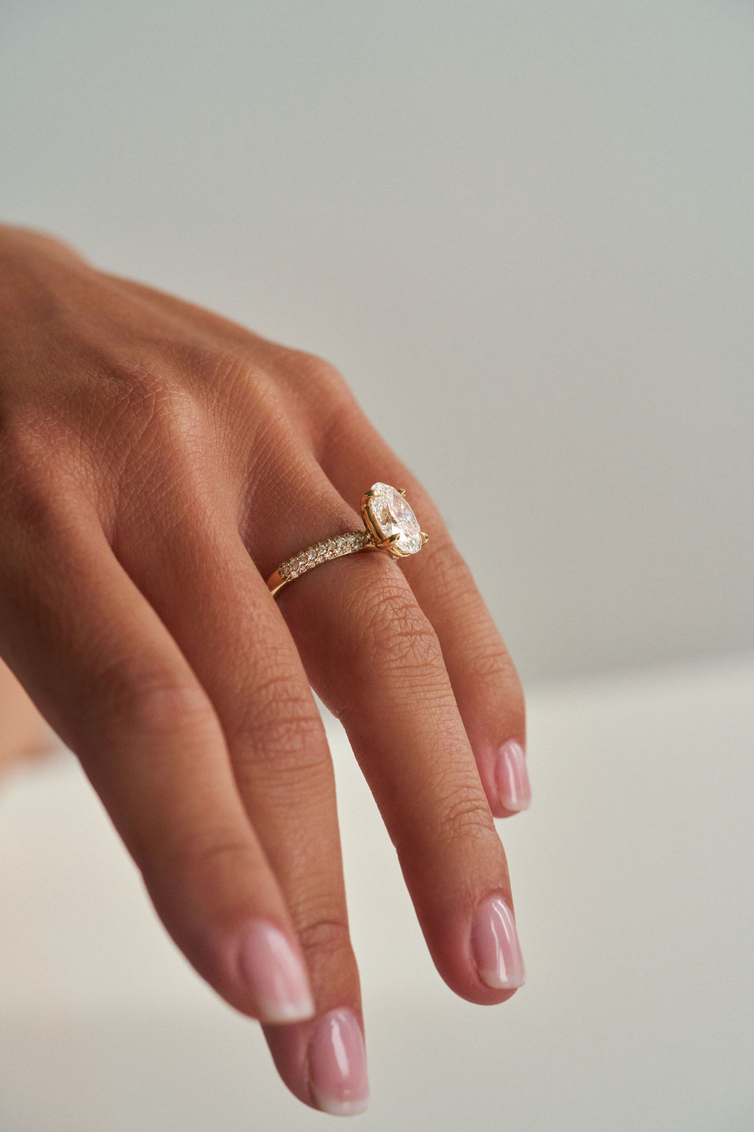 Oval Diamond Solitaire With Micro Pavé Band