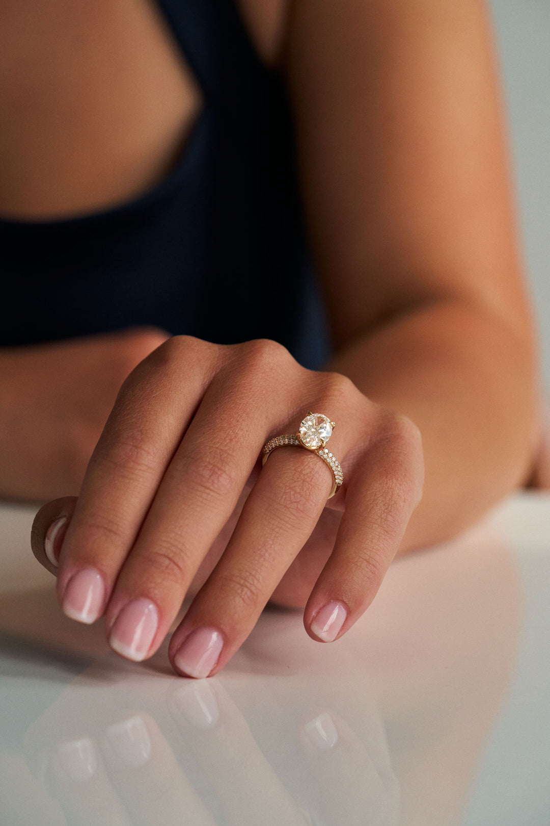 Oval Diamond Solitaire With Micro Pavé Band