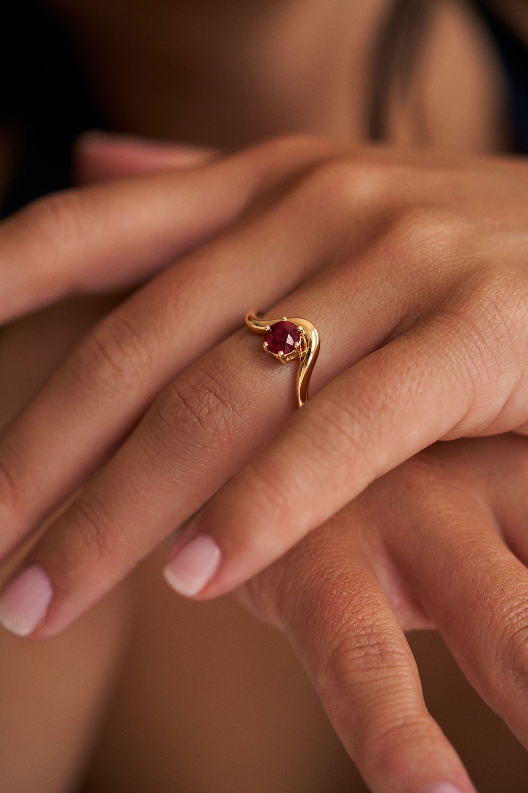 Round Ruby Drip Ring