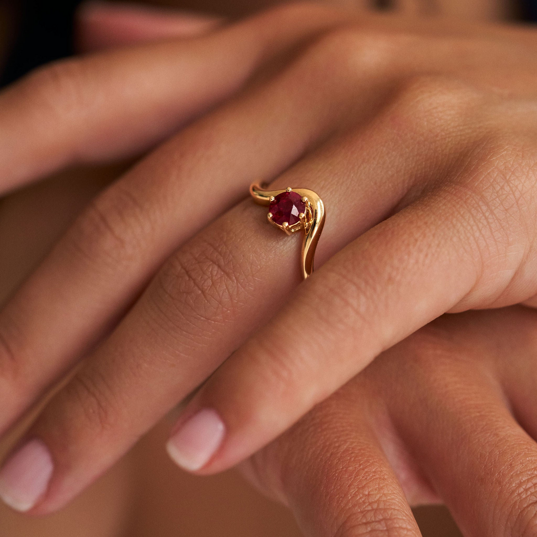 Round Ruby Drip Ring