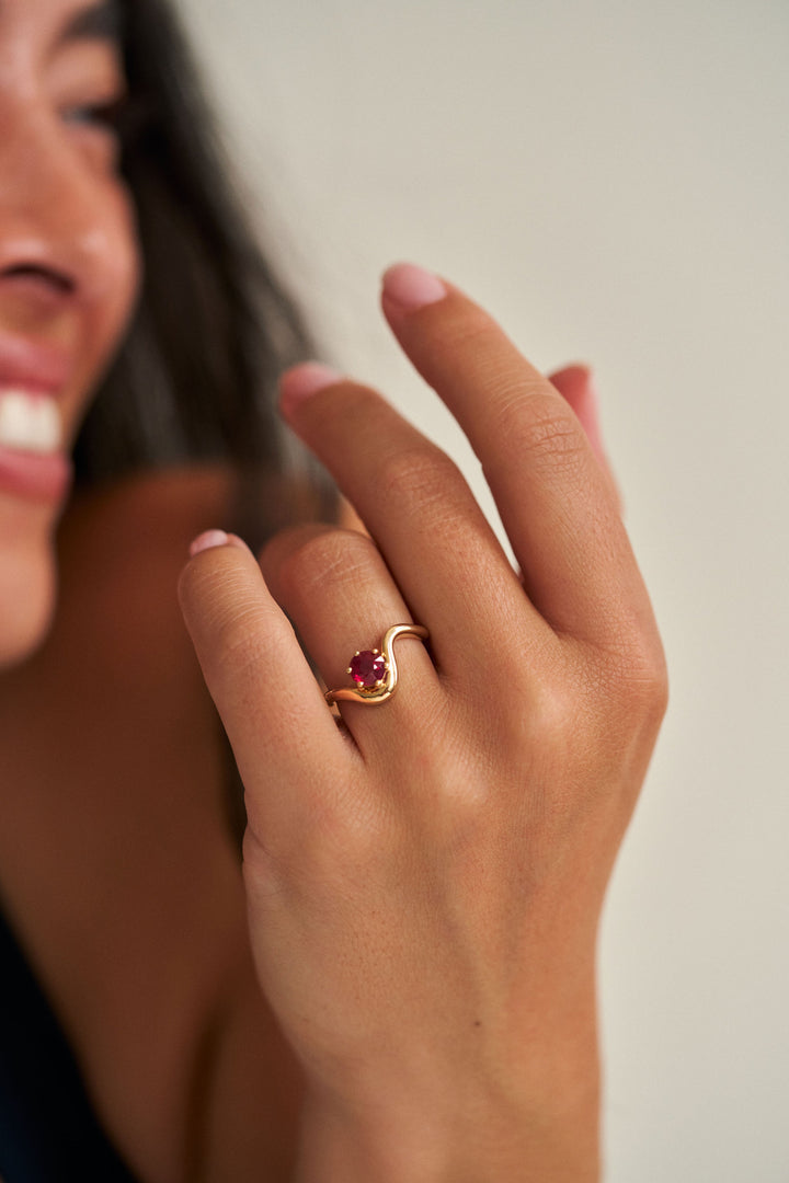 Round Ruby Drip Ring