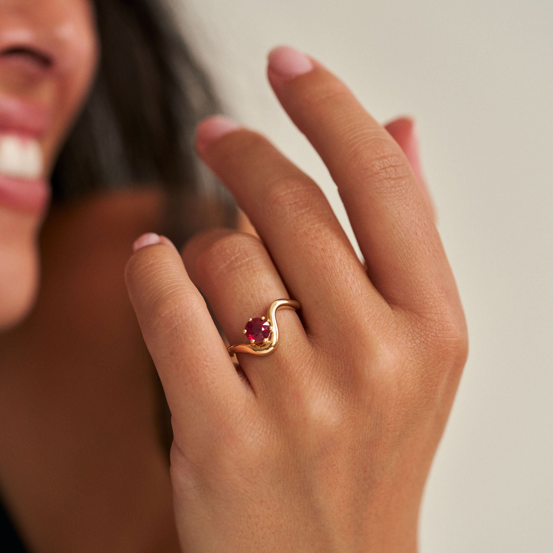 Round Ruby Drip Ring