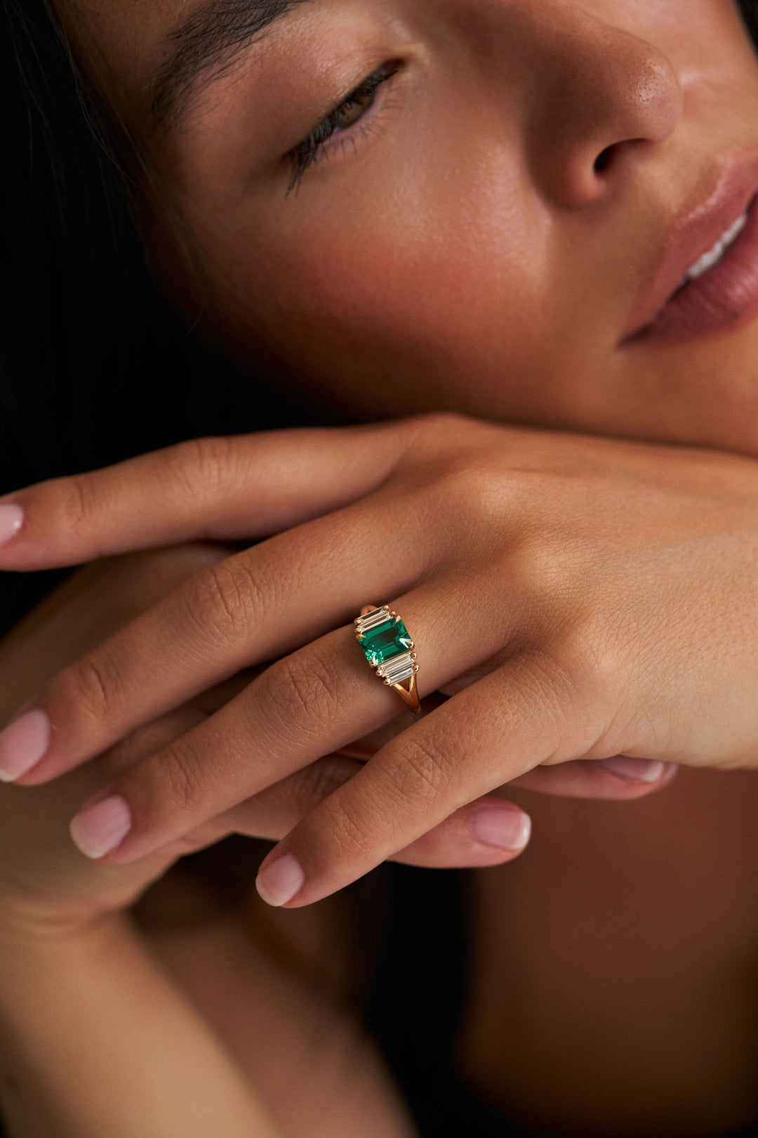 Emerald Cut Emerald with Baguette Accents