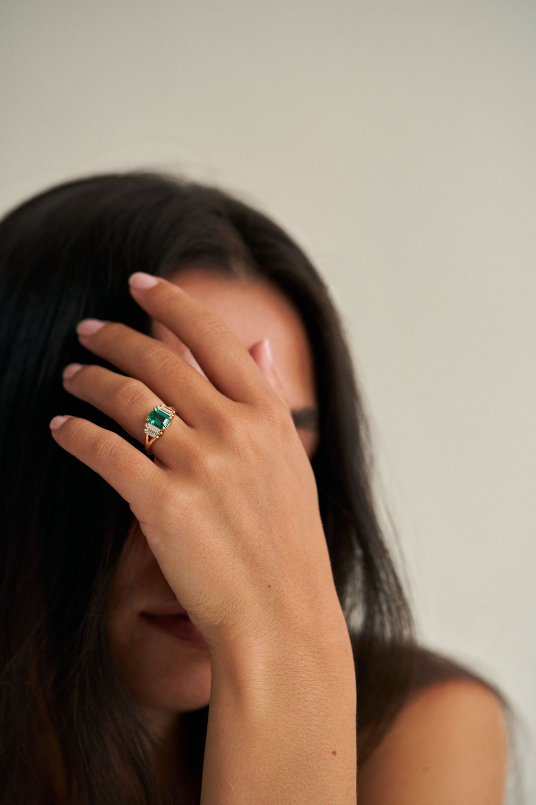 Emerald Cut Emerald with Baguette Accents