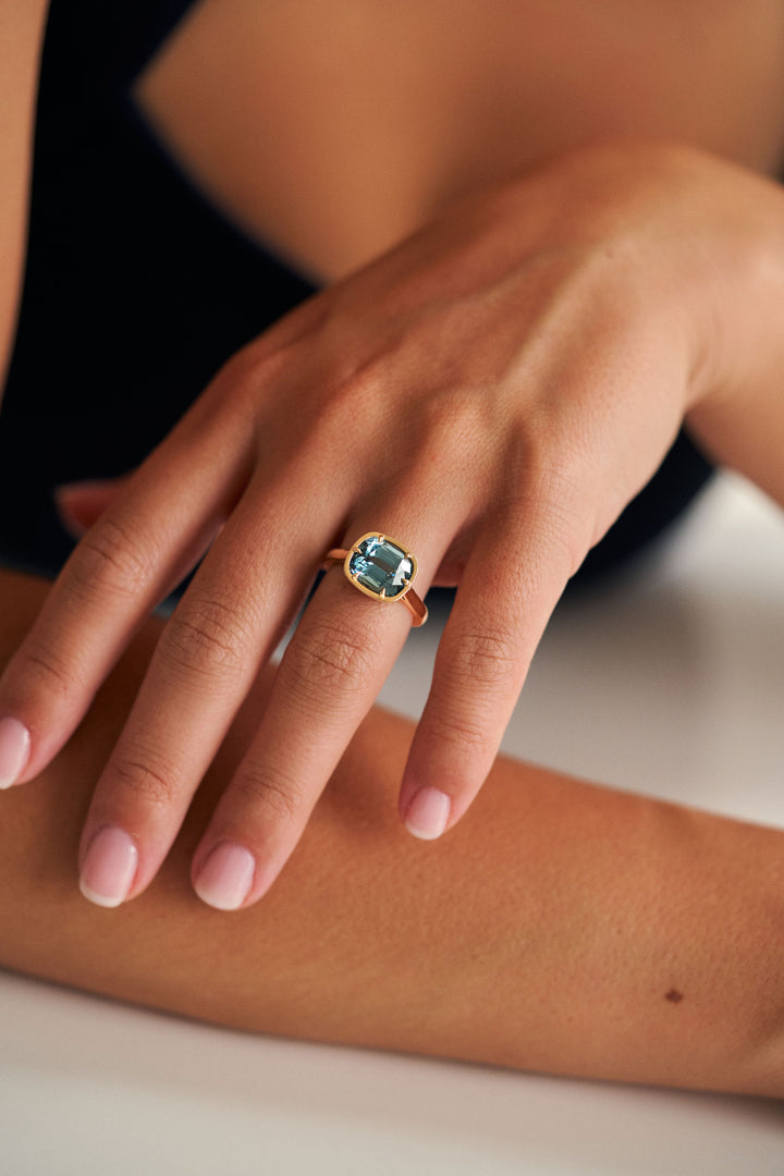 Low Set East-West Sapphire Canopy Ring