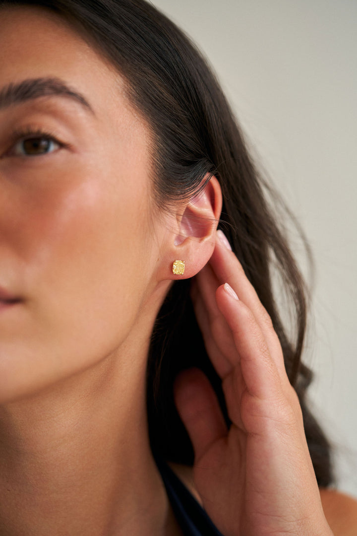 Fancy Yellow Diamond Studs