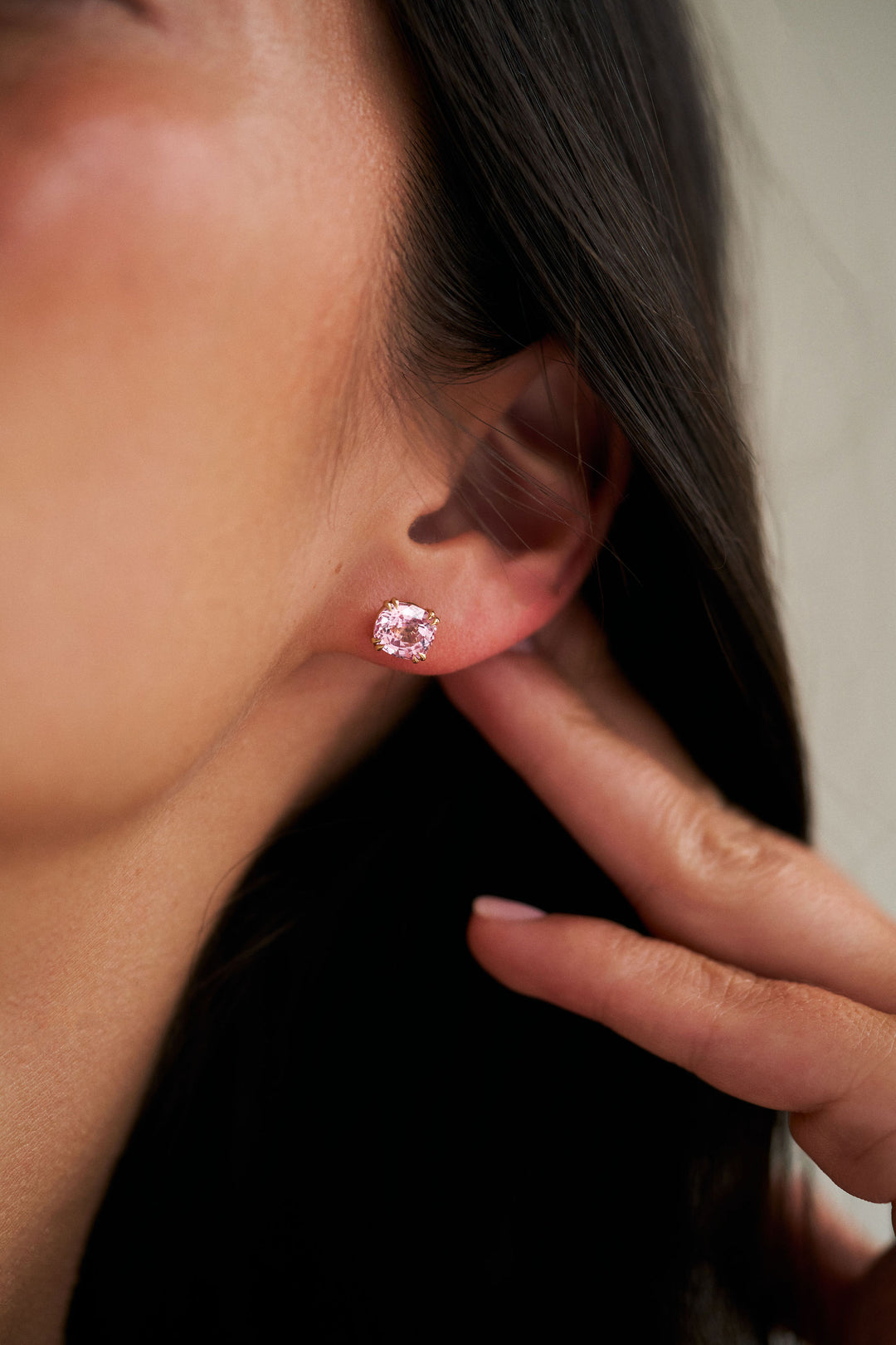 Cushion Cut Pink Sapphire Studs