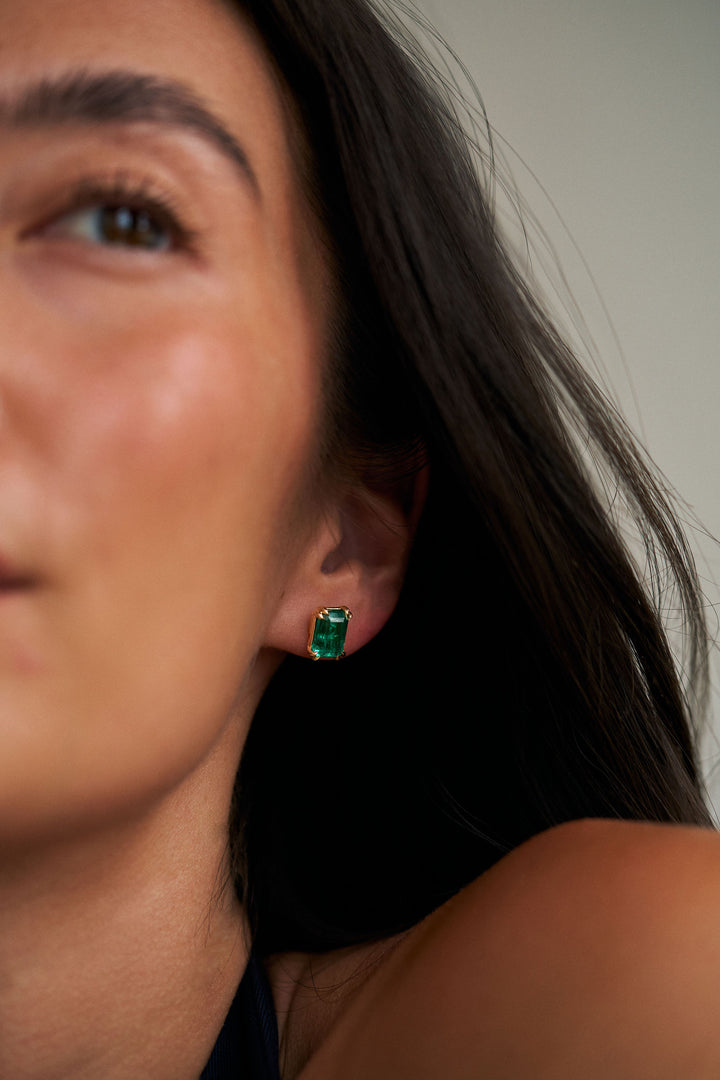 Emerald Cut Emerald Studs