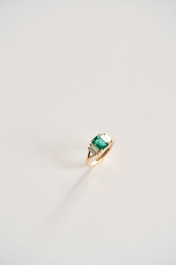 Emerald Cut Emerald with Baguette Accents