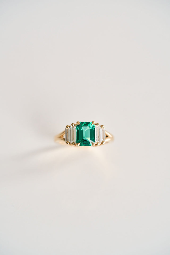 Emerald Cut Emerald with Baguette Accents